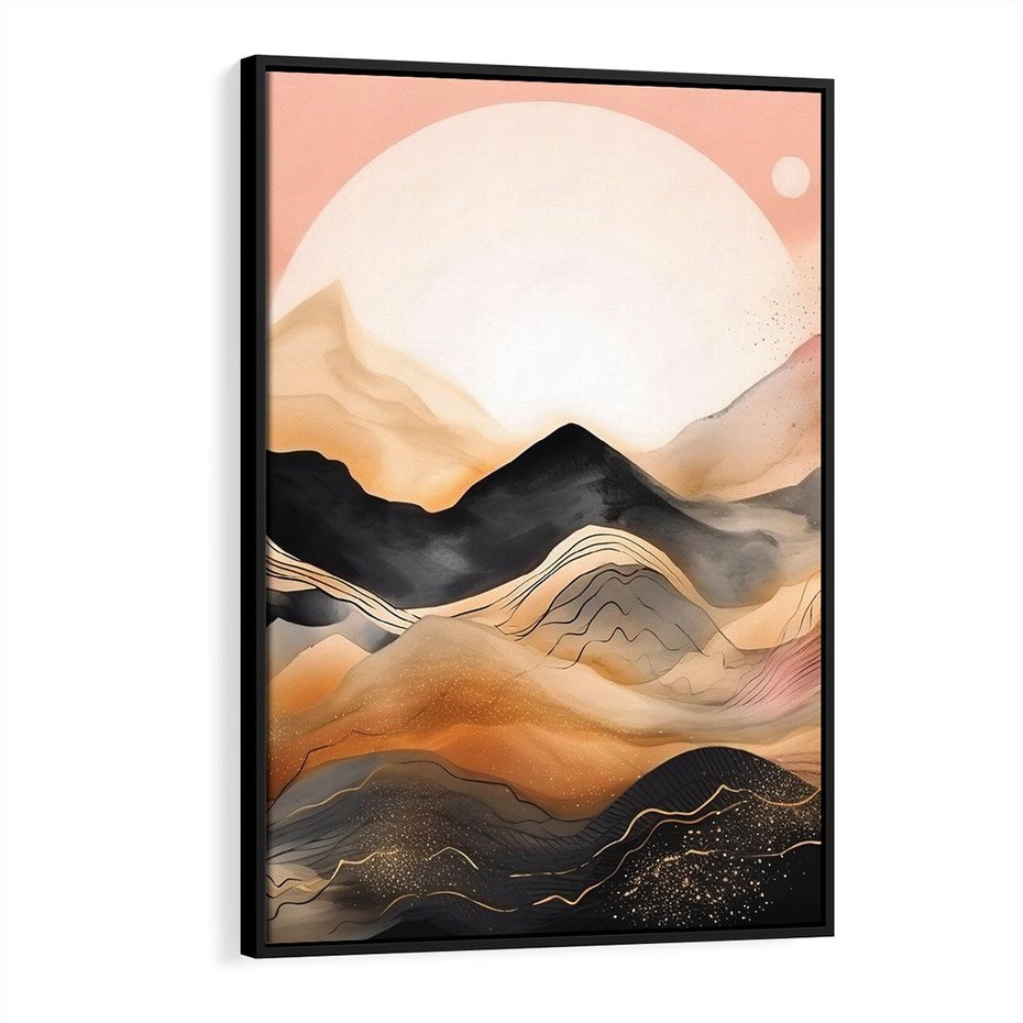 Obraz w ramie 50x70 - Grafika Zachodu - nowoczesna grafika, odcienie pastelowe - rama czarna