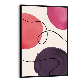 Obraz w ramie 70x100 - Migoczące Echo - abstrakcyjne akwarelowe plamy, nieregularne linie - rama czarna