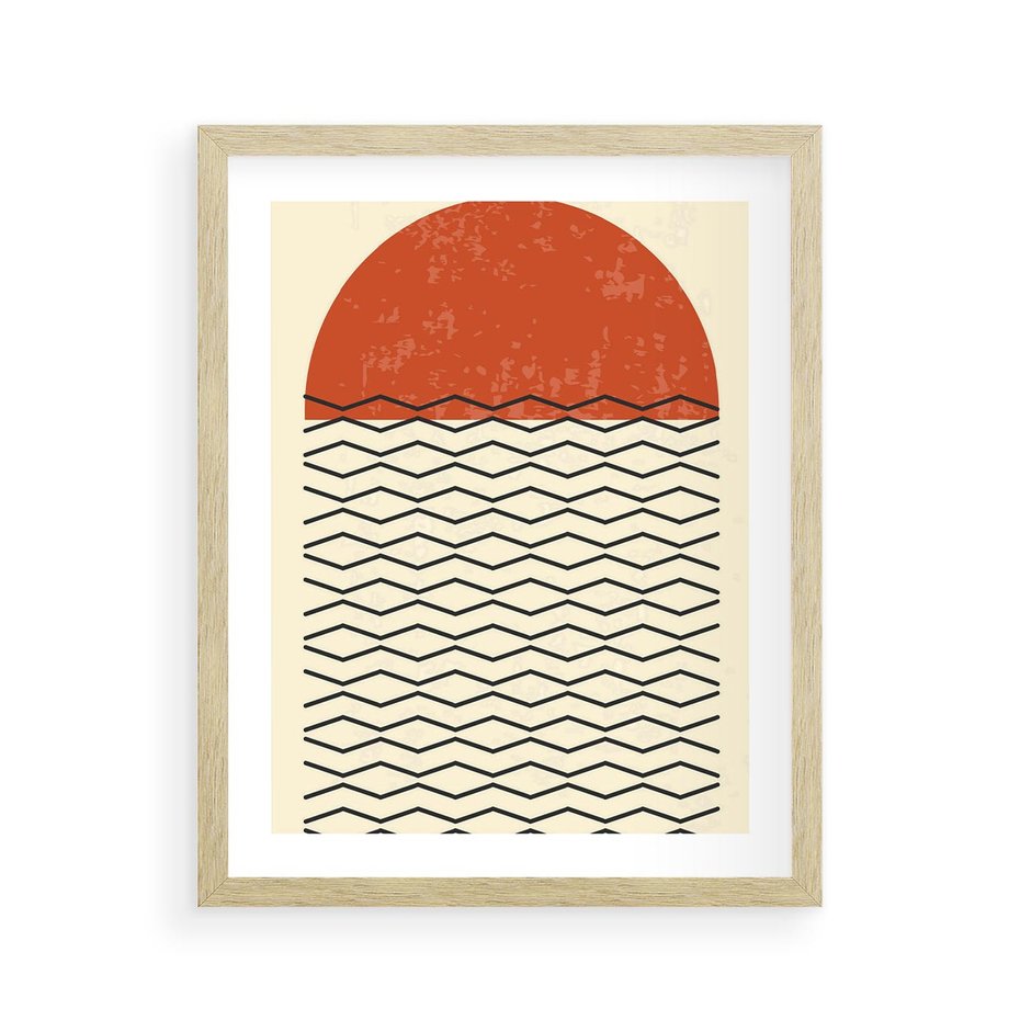 Plakat w ramie 40x50 - Abstrakcyjne Wzory na Plakacie - geometryczna sztuka, nowoczesny plakat - rama drewno