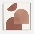 Obraz w ramie 50x50 - Harmonijne Widoki - abstrakcyjne geometryczne kształty, odcienie brązu i beżu - rama drewno