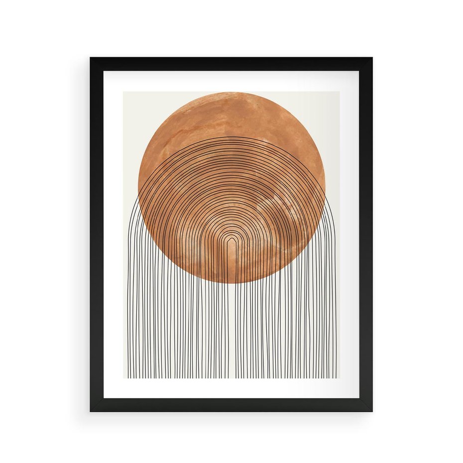 Plakat w ramie 40x50 - Konturem Kształtowane - koło, boho styl - rama czarna
