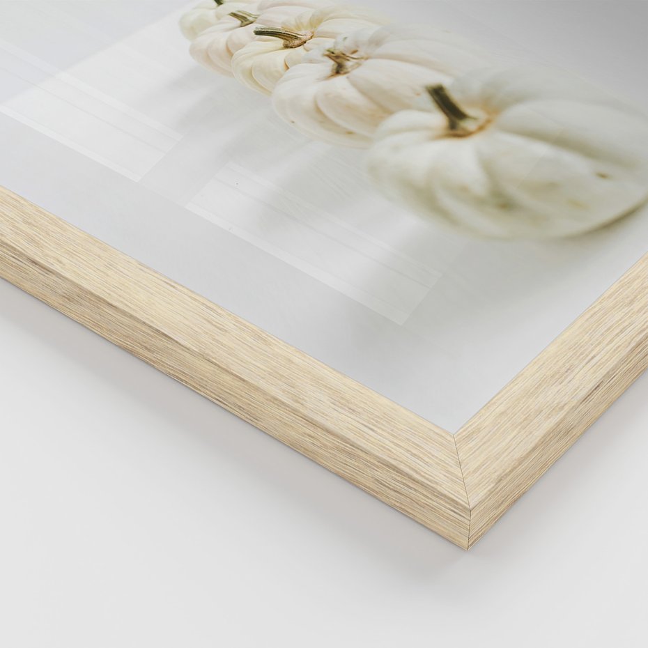 Zestaw obrazy w ramie 30x40 galeria - Białe, dynie, minimalizm - rama drewno