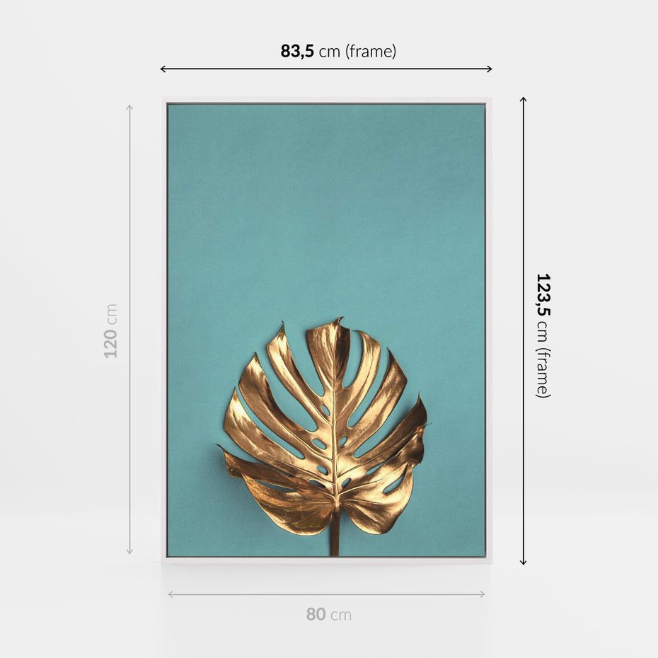 Obraz w ramie 80x120 - Piękno Natury - złote, liście - rama biała