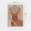 Obraz w ramie 80x120 - Kobiece Retro - minimalistyczny boho plakat, retro kobieta w stroju kąpielowym - rama drewno