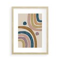 Plakat w ramie 50x70 - Kształtujące Inspiracje - abstrakcyjne tęcze, kompozycja - rama drewno