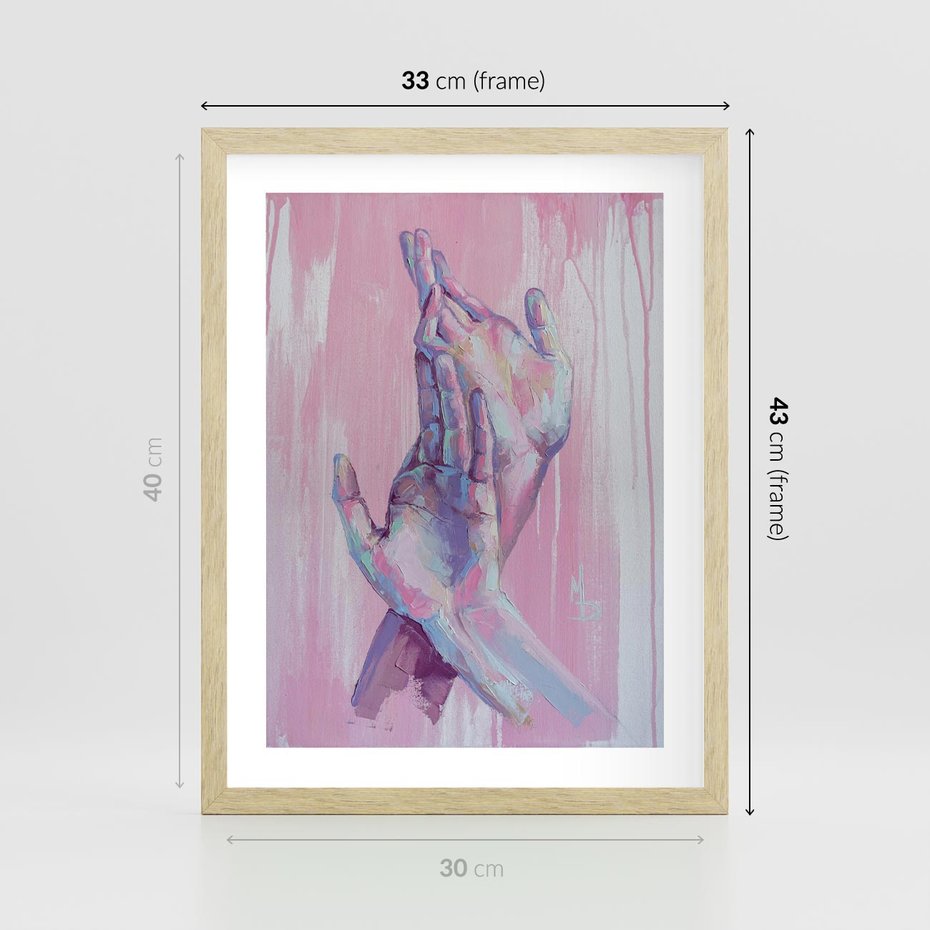 Plakat w ramie 30x40 - Splecione - obraz olejny, pastelowe kolory - rama drewno
