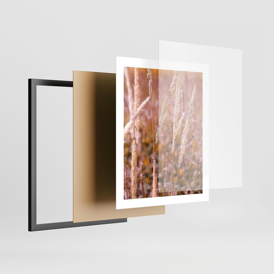Plakat w ramie 40x50 - Sucha Trawa w Sierpniu - trawy, łąka - rama czarna