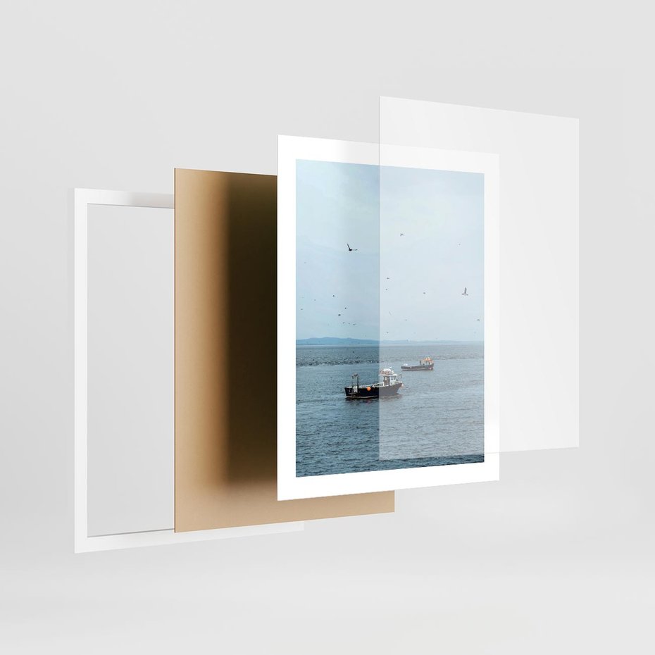 Plakat w ramie 40x50 - Rybacki Urok - morze, kutry rybackie - rama biała