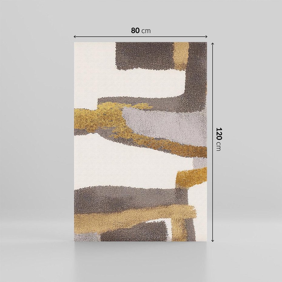 Obraz na płótnie 80x120 - Szaro-złote Wibracje - abstrakcyjne kształty, szerokie linie