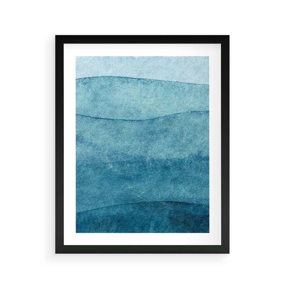 Plakat w ramie 40x50 - Kolorowe fale akwareli - akwarela, fale - rama czarna