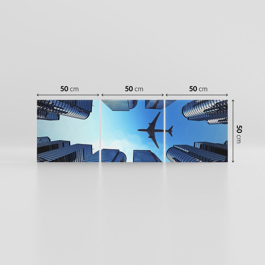 Obraz na płótnie 150x50 - Miasto o niezwykłym widoku - latające samoloty - miasto, samolot