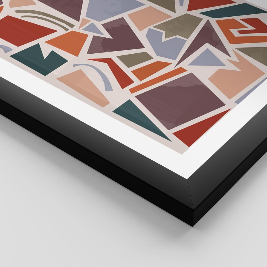 Plakat w ramie 40x50 - Intrygujące Rozbicie - gemoetryczne kształty, mozaika - rama czarna