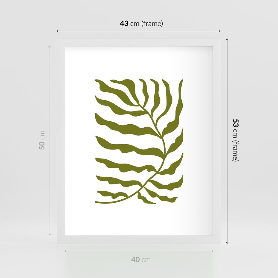 Plakat w ramie 40x50 - Rytmy Chaosu - roślina, gałązka - rama biała