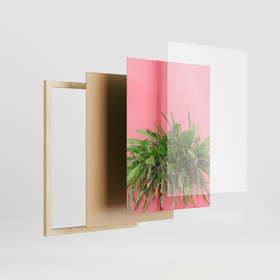 Zestaw obrazy w ramie 40x50 galeria - Liście, kaktusy, rośliny, pastele, retro - rama drewno