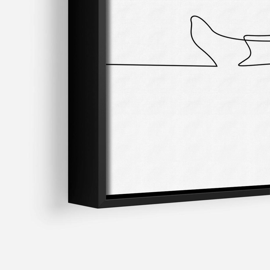 Obraz w ramie 70x50 - Postać na Łóżku - one line art, szkic - rama czarna