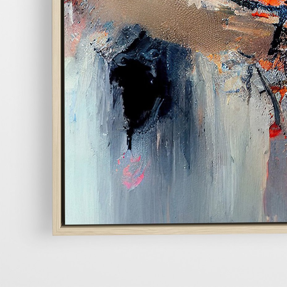 Obraz w ramie 50x70 - Kontrapunkty zatajonych uczuć - dynamiczna abstrakcja, bałagan na płótnie - rama drewno