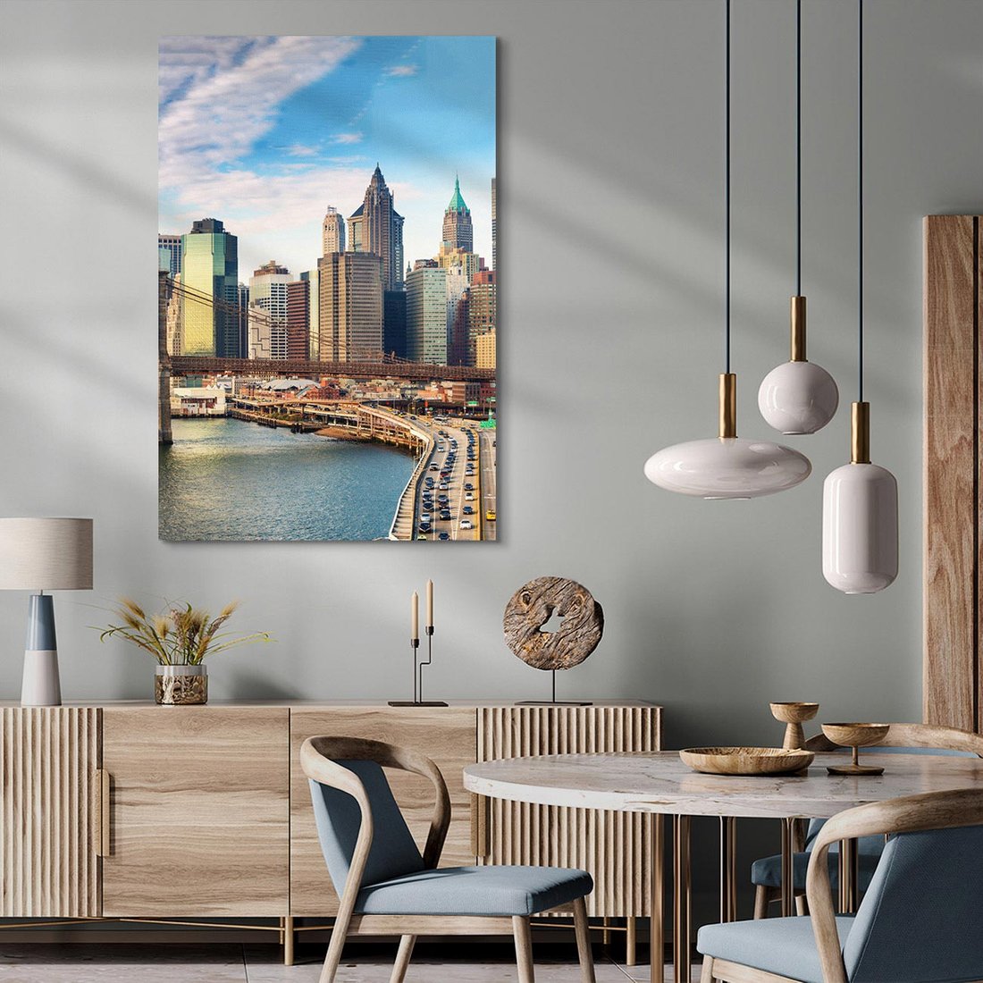 Obraz na płótnie 50x70 - Manhattan o zmroku - Nowy Jork, Manhattan