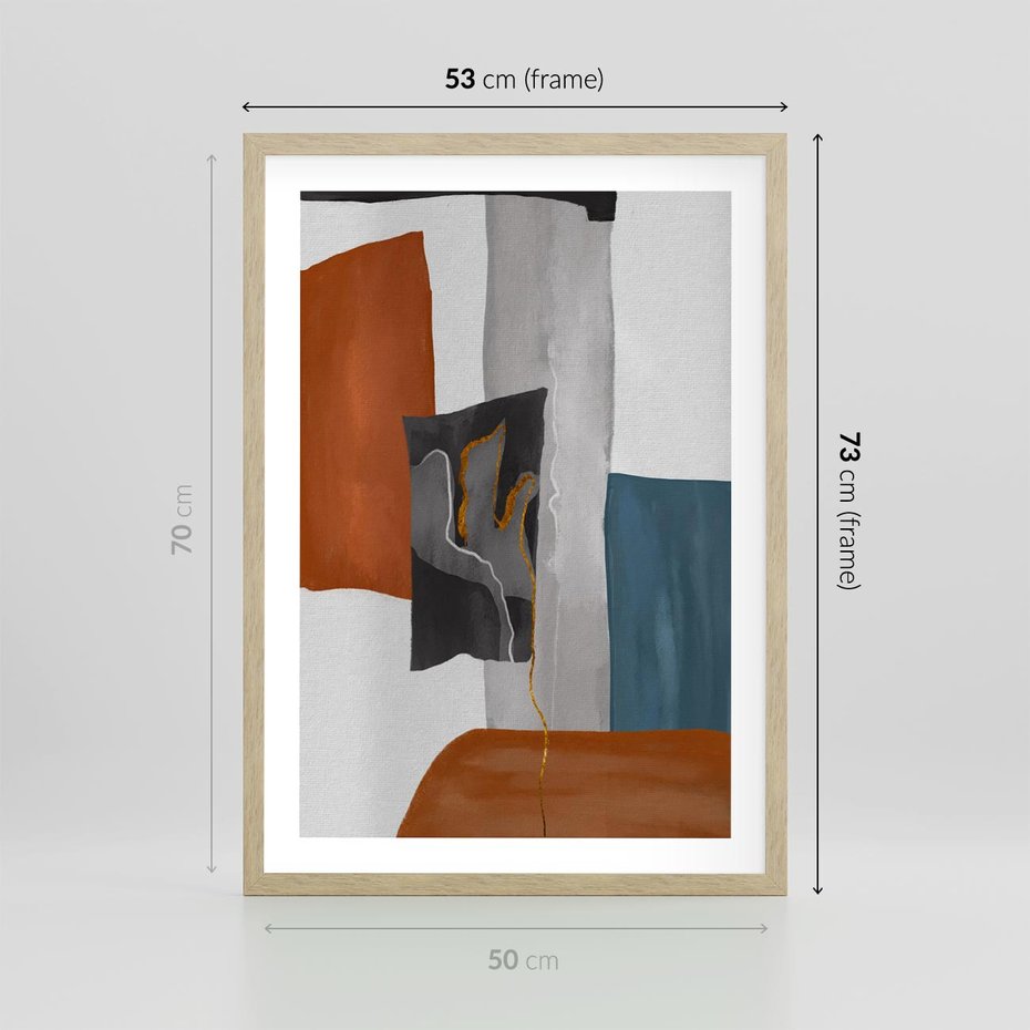 Plakat w ramie 50x70 - Nowoczesna geometria - nowoczesny, geometryczny - rama drewno