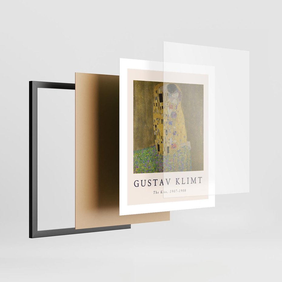 Plakat w ramie 40x50 - Sztuka Klimta - gustav klimt, pocałunek - rama czarna
