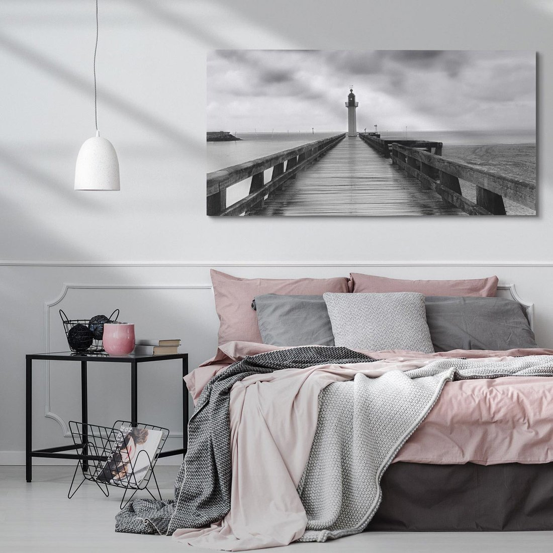 Obraz na płótnie 120x60 - Romantyczny pomost z latarnią - pomost, latarnia