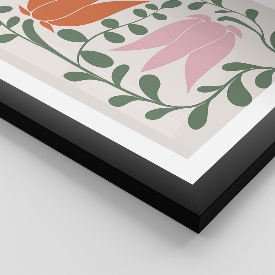 Plakat w ramie 30x40 - Rozkwitające Kontury - plakat, kwiaty - rama czarna