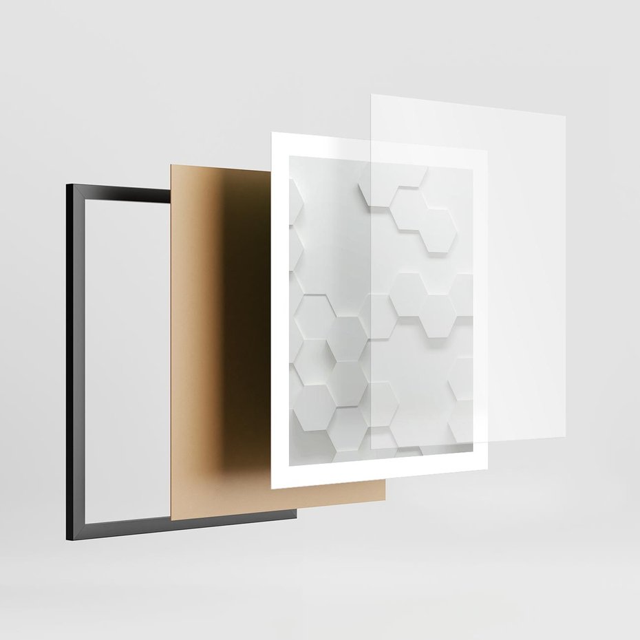 Plakat w ramie 40x50 - Przestrzenne Zabawy - geometryczne, 3D - rama czarna