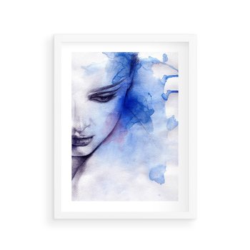 Plakat w ramie 50x70 - Graficzna magia kobiecej twarzy - grafika, kobieta - rama biała