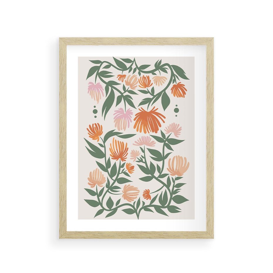 Plakat w ramie 30x40 - Kwiatowe Odbicia - kwiaty polne, plakat - rama drewno