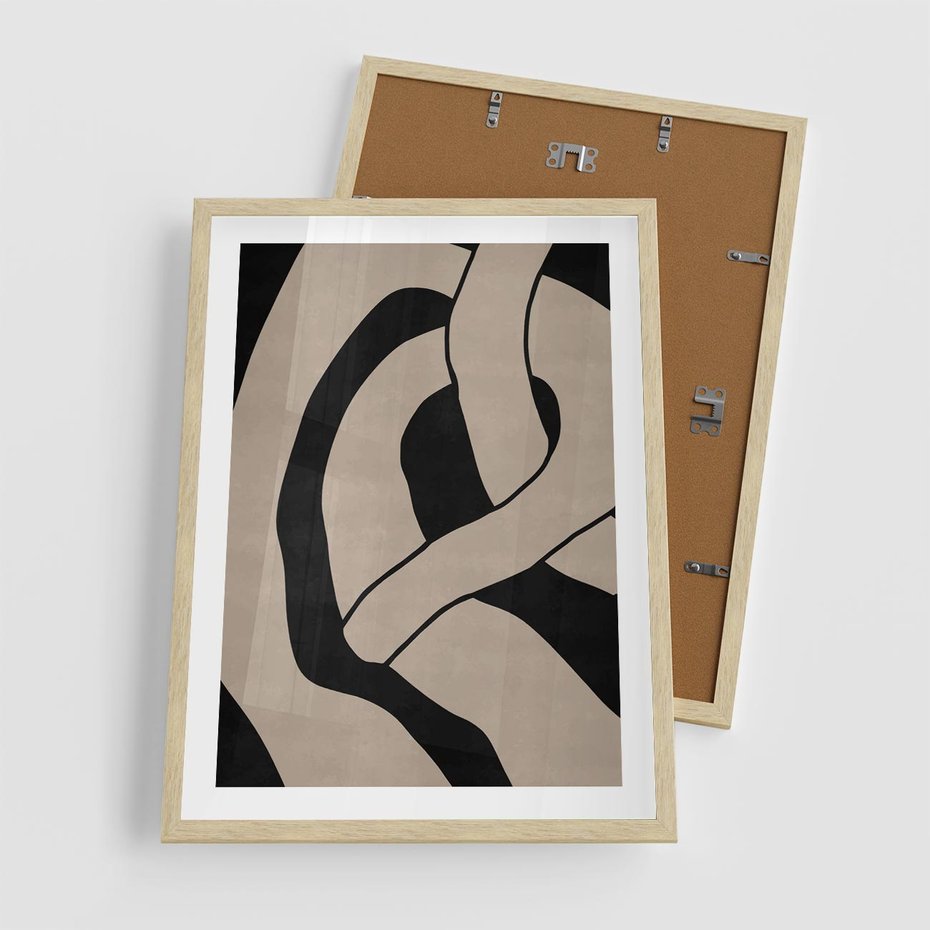 Plakat w ramie 50x70 - Obce Wariacje - abstrakcyjne linie, mroczny plakat - rama drewno