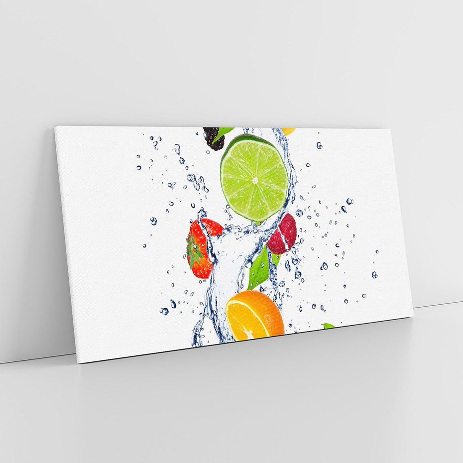 Obraz na płótnie 120x60 - Kulinarne Inspiracje - owoce, woda