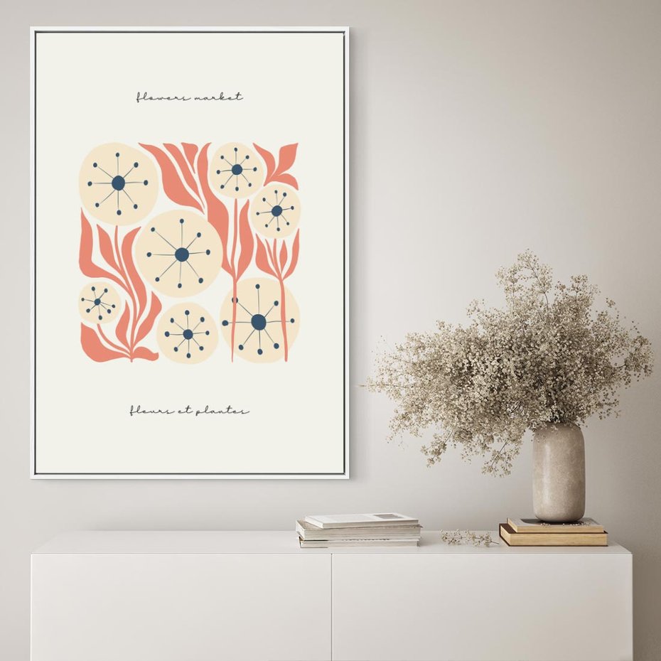 Obraz w ramie 80x120 - Dmuchawce w Abstrakcji - dmuchawce, abstrakcja - rama biała