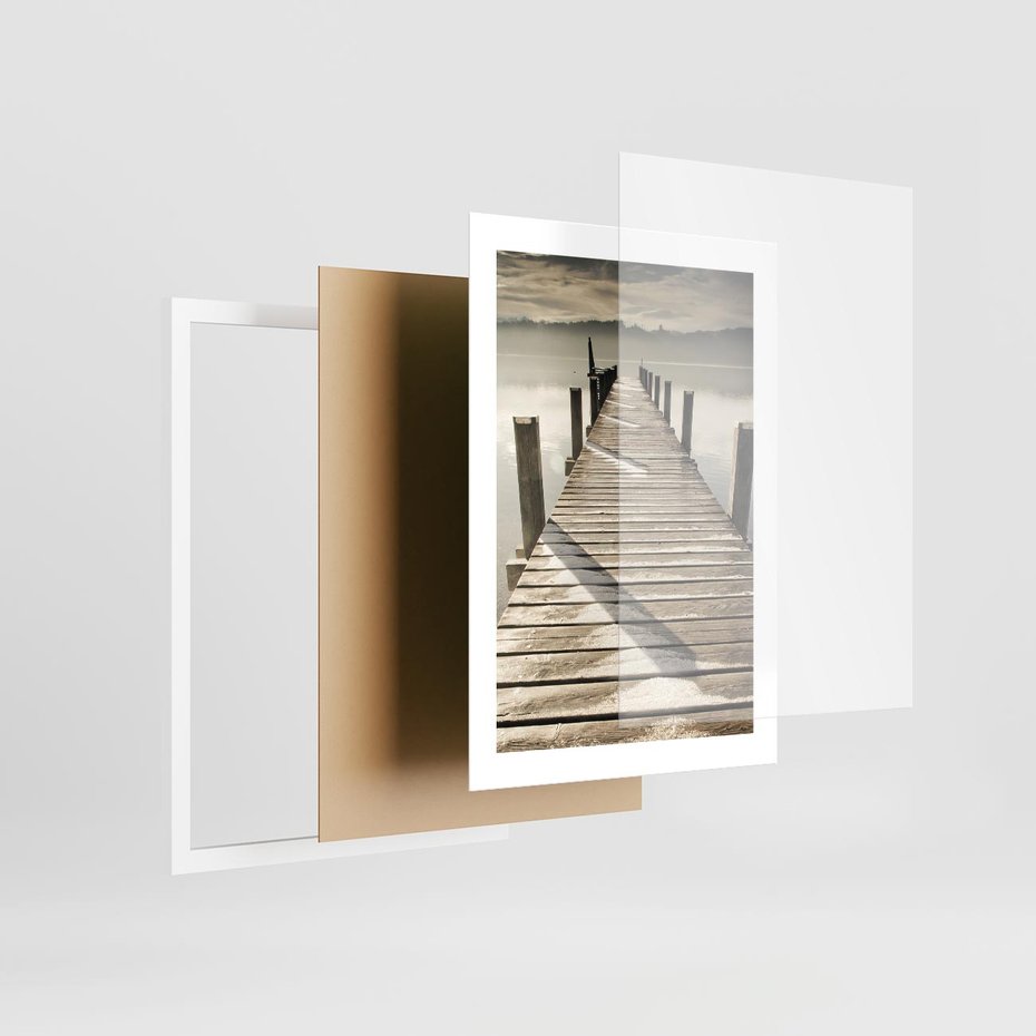 Plakat w ramie 30x40 - Idylliczny pomost nad jeziorem - pomost, jezioro - rama biała