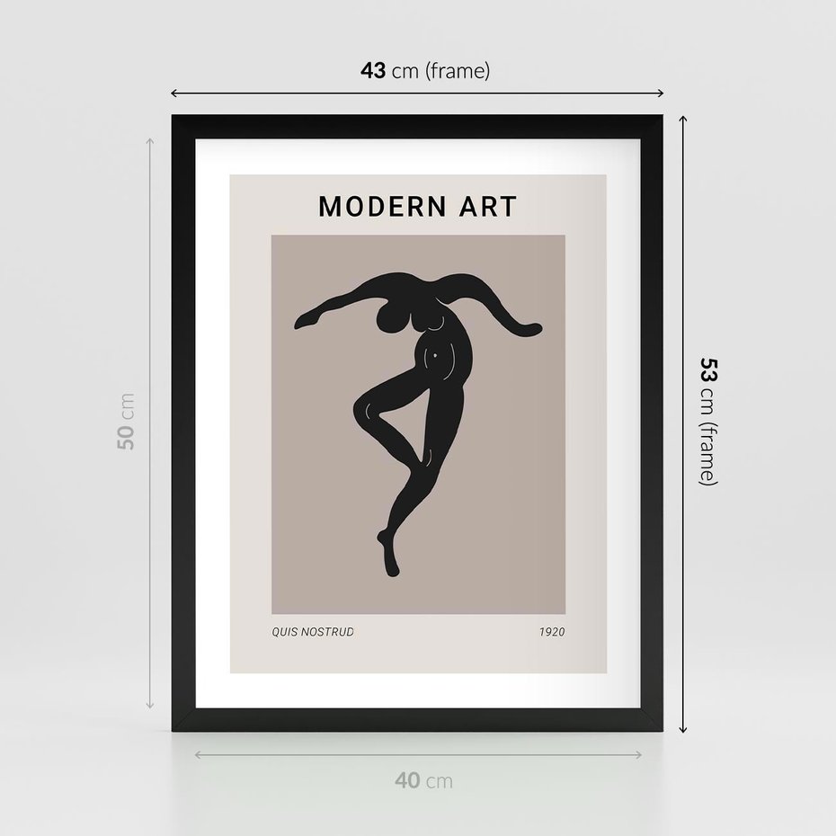 Plakat w ramie 40x50 - Modernistyczna Wizja - plakat modern, czarna postać - rama czarna
