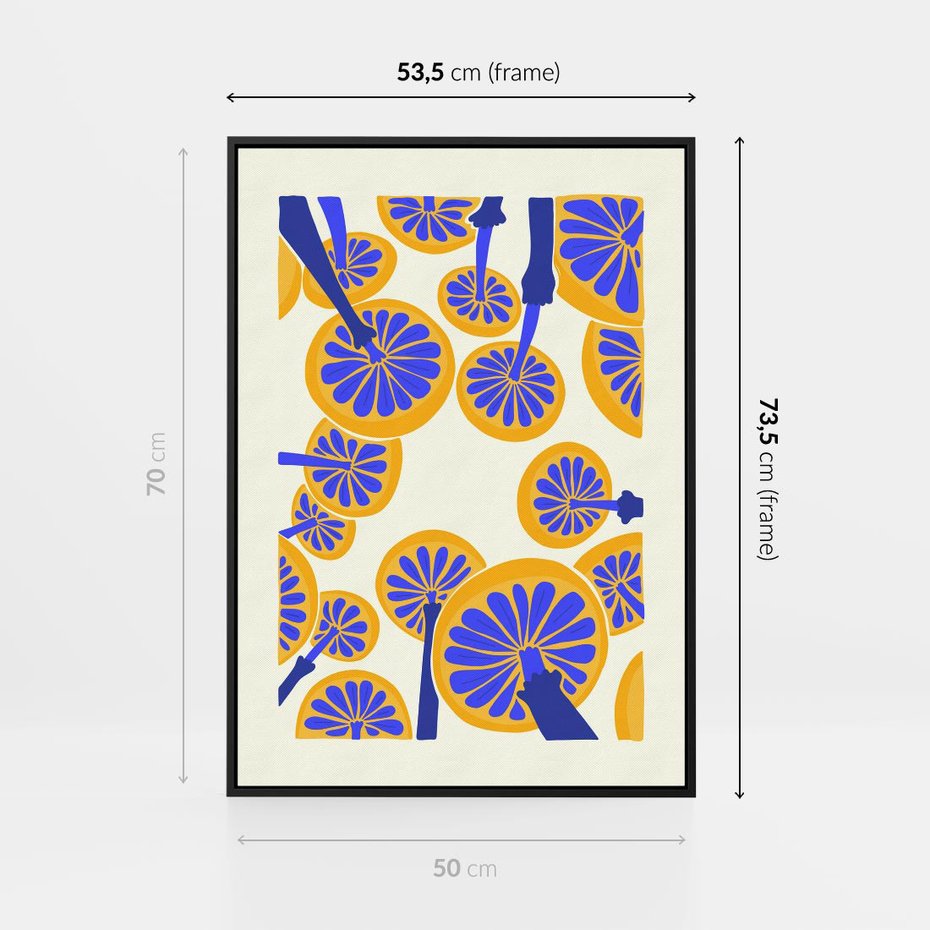 Obraz w ramie 50x70 - Malowane w słońcu - abstrakcyjna kompozycja, grzyby - rama czarna