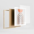 Plakat w ramie 40x50 - Geometryczny Blask Złota - grafika, złoto - rama drewno
