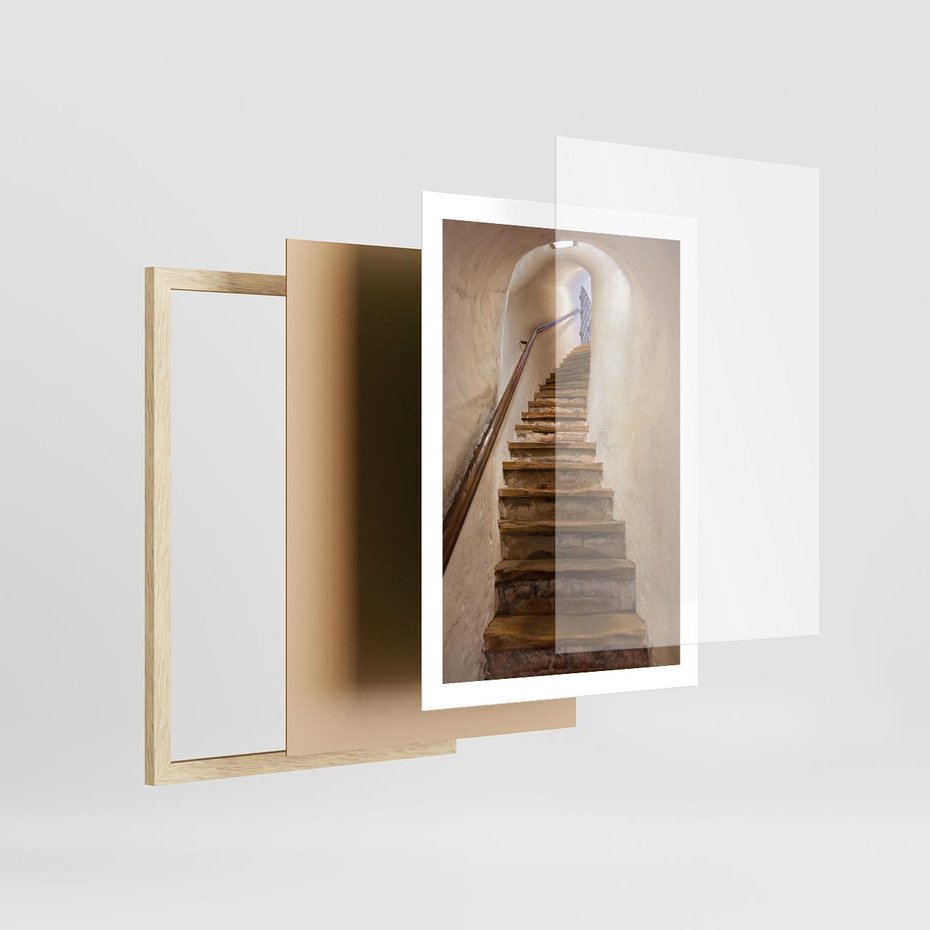 Plakat w ramie 50x70 - Schody Wymiarów - schody, tunel - rama drewno