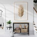 Plakat w ramie 40x50 - Złoty blask palmowego liścia - złota, palma - rama drewno