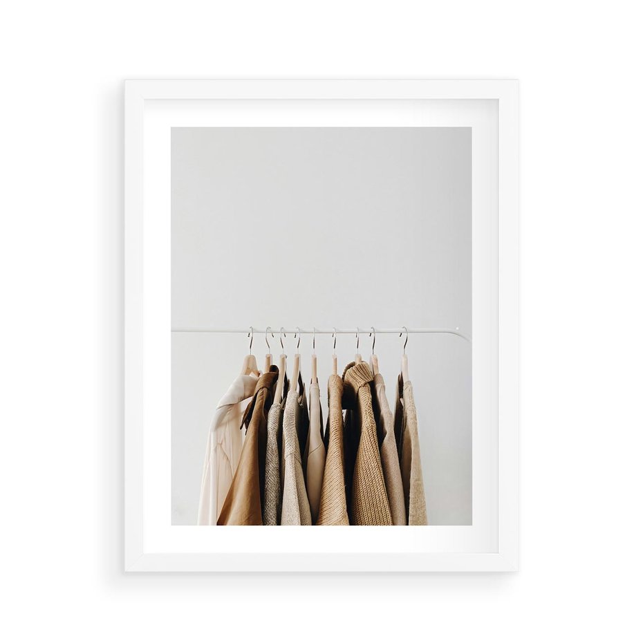 Plakat w ramie 40x50 - Boho Elegancja - boho kobiece zdjęcie, wieszak - rama biała