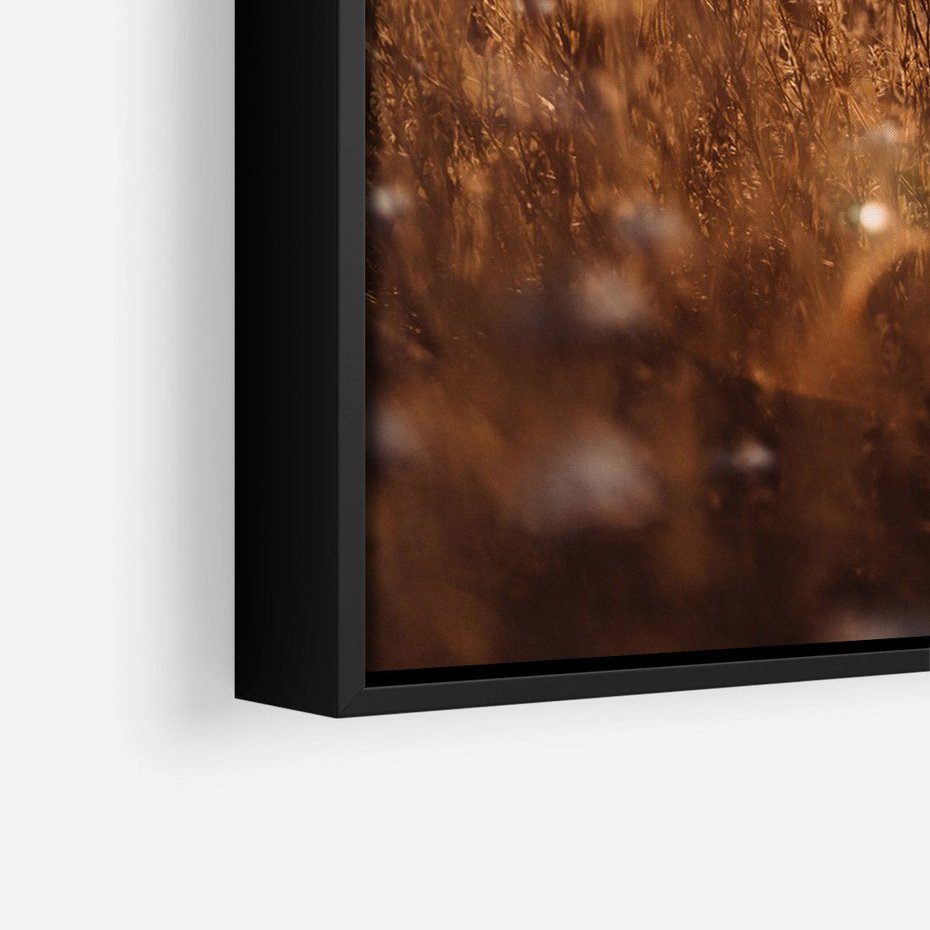 Obraz w ramie 70x100 - Zachwyt zachodem słońca na łące - zachód, słońca - rama czarna