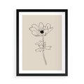 Plakat w ramie 50x70 - Przenikający Dialog - szkic kwiatu, mnimalistyczny szkic - rama czarna