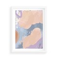 Plakat w ramie 50x70 - Przenikanie Niecodziennych Form - abstrakcyjne akwarelowe plamy, pastele - rama biała