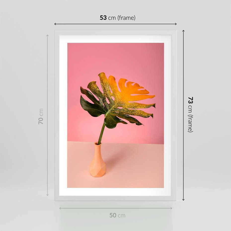 Plakat w ramie 50x70 - Egzotyczna monstera - monstera, liść - rama biała