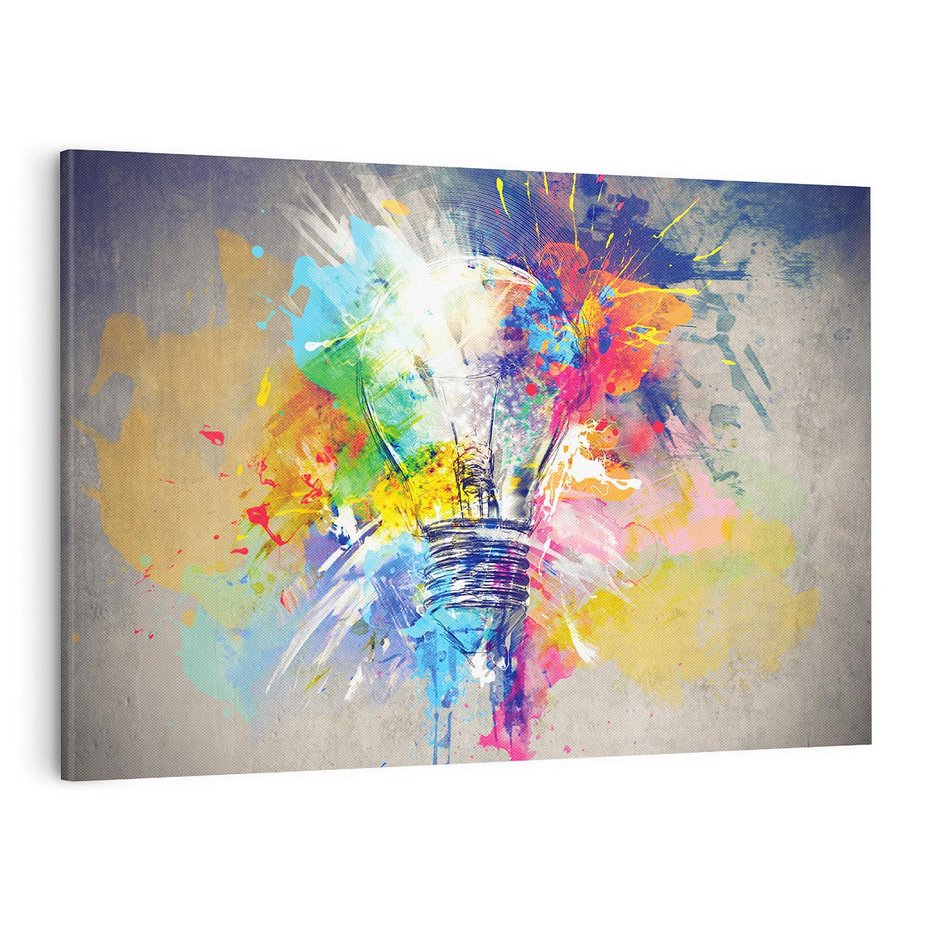 Obraz na płótnie 100x70 - Kolory Kreatywnej Koncepcji - abstrakcyjna grafika, szkic żarówki