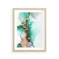 Plakat w ramie 30x40 - Marmur, Zieleń i Złoto - marmur, zieleń i złoto - rama drewno