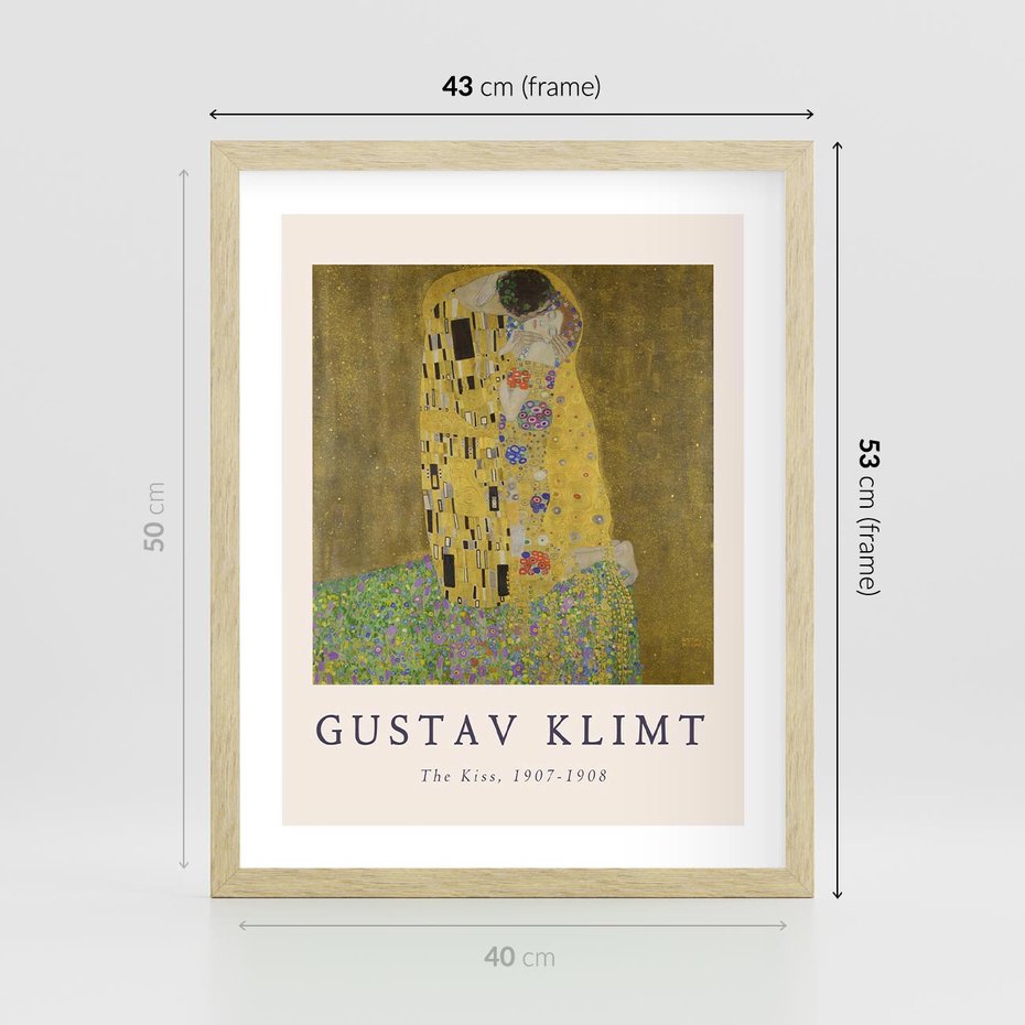 Plakat w ramie 40x50 - Sztuka Klimta - gustav klimt, pocałunek - rama drewno