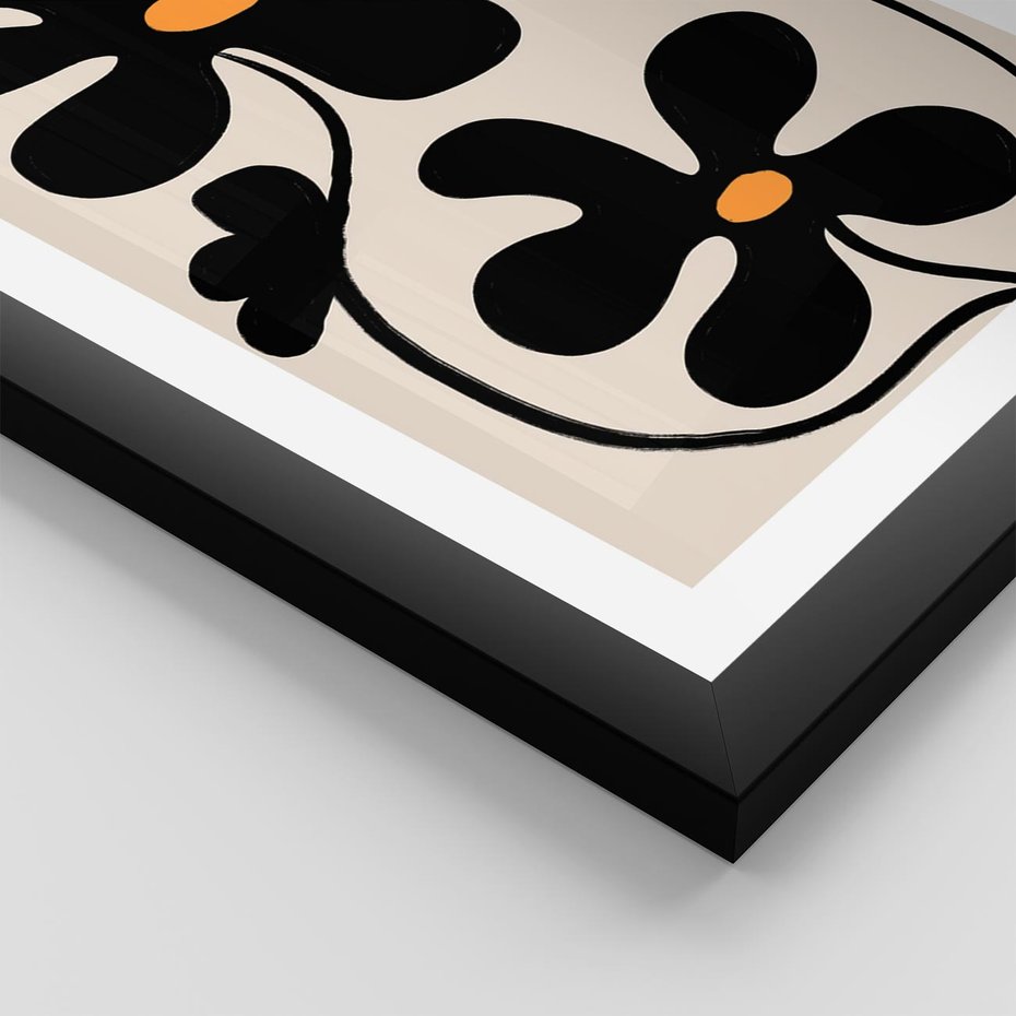 Plakat w ramie 40x50 - Wyjątkowość Boho - minimalistyczny abstrakcyjny obraz, prymitywne kwiaty - rama czarna