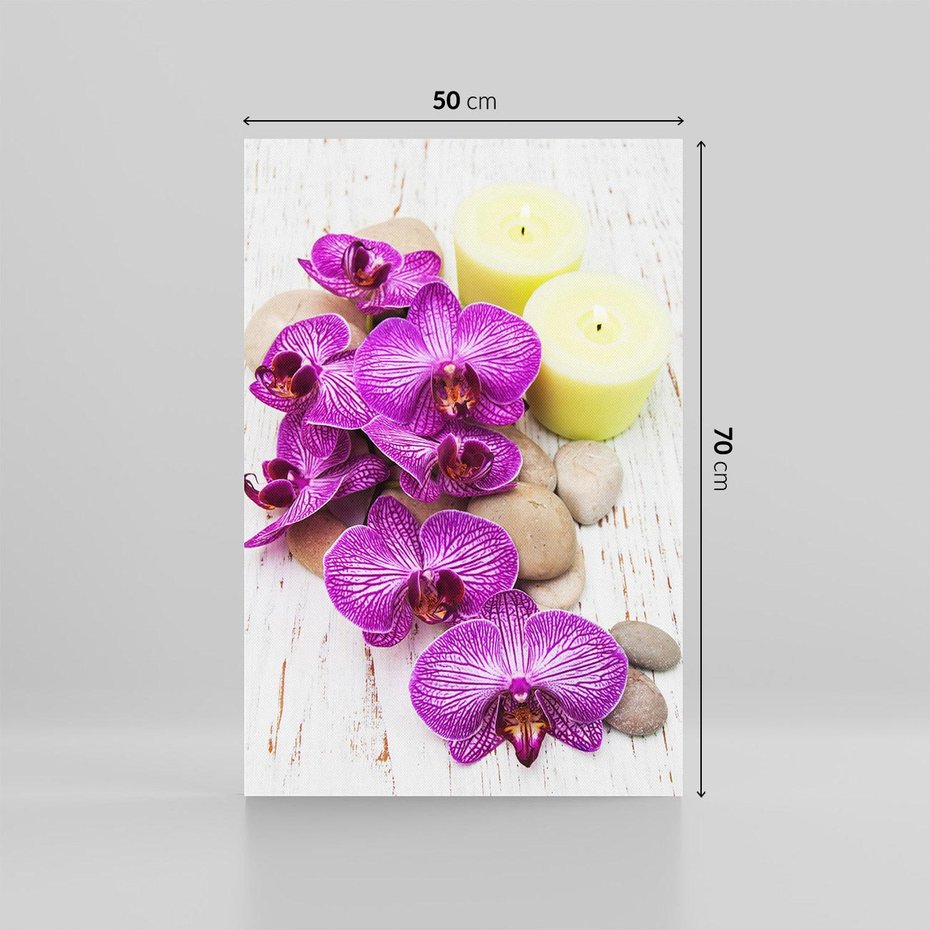 Obraz na płótnie 50x70 - Relaksujące spa w otoczeniu orchidei - spa, świece