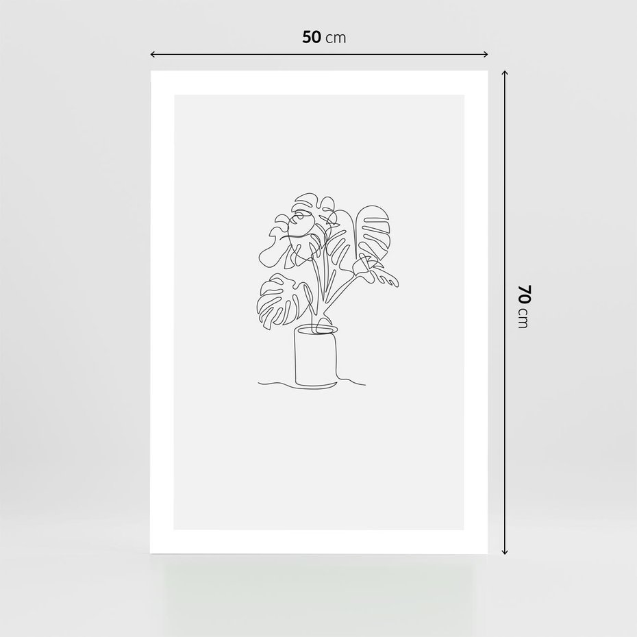 Plakat bez ramy 50x70 - Tajemnicza Harmonia - sztuka one line, monstera