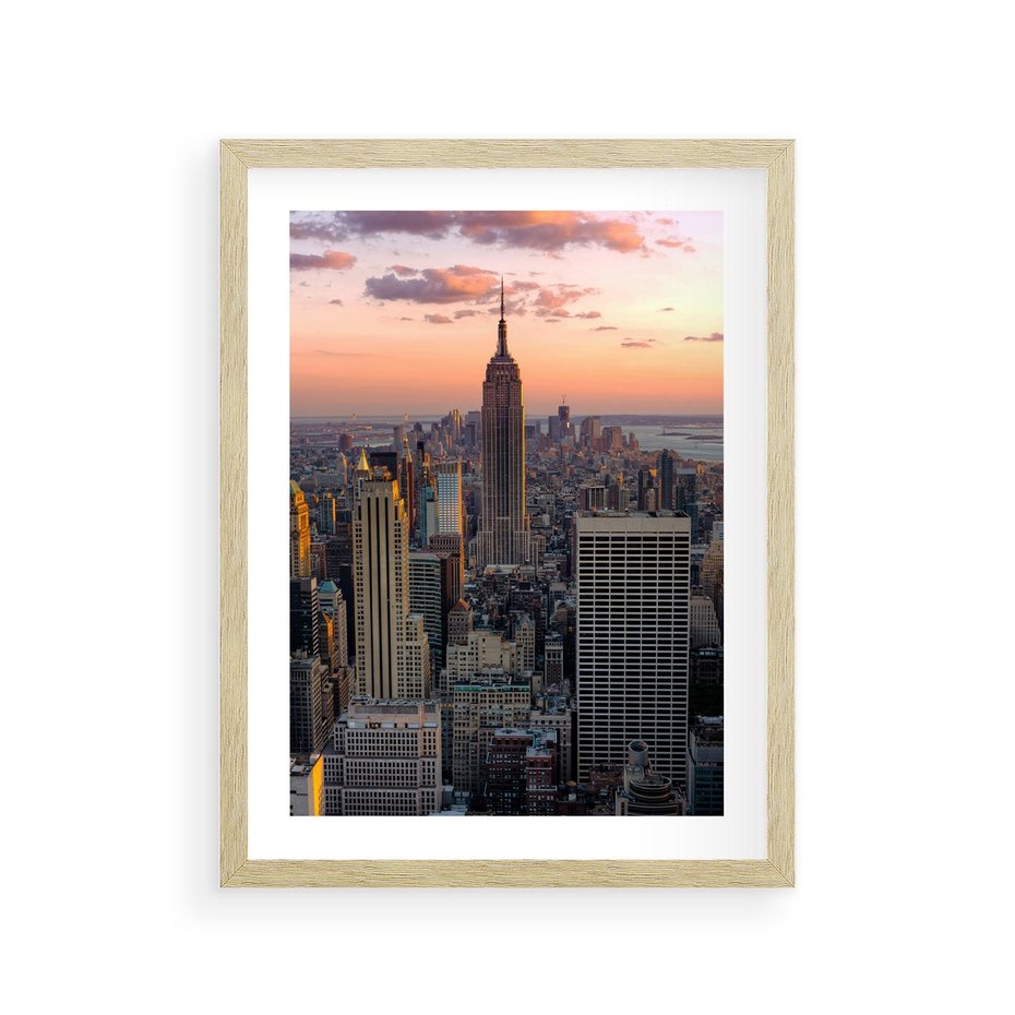 Plakat w ramie 30x40 - Nowojorskie Wieżowce - Nowy York, wieżowce - rama drewno