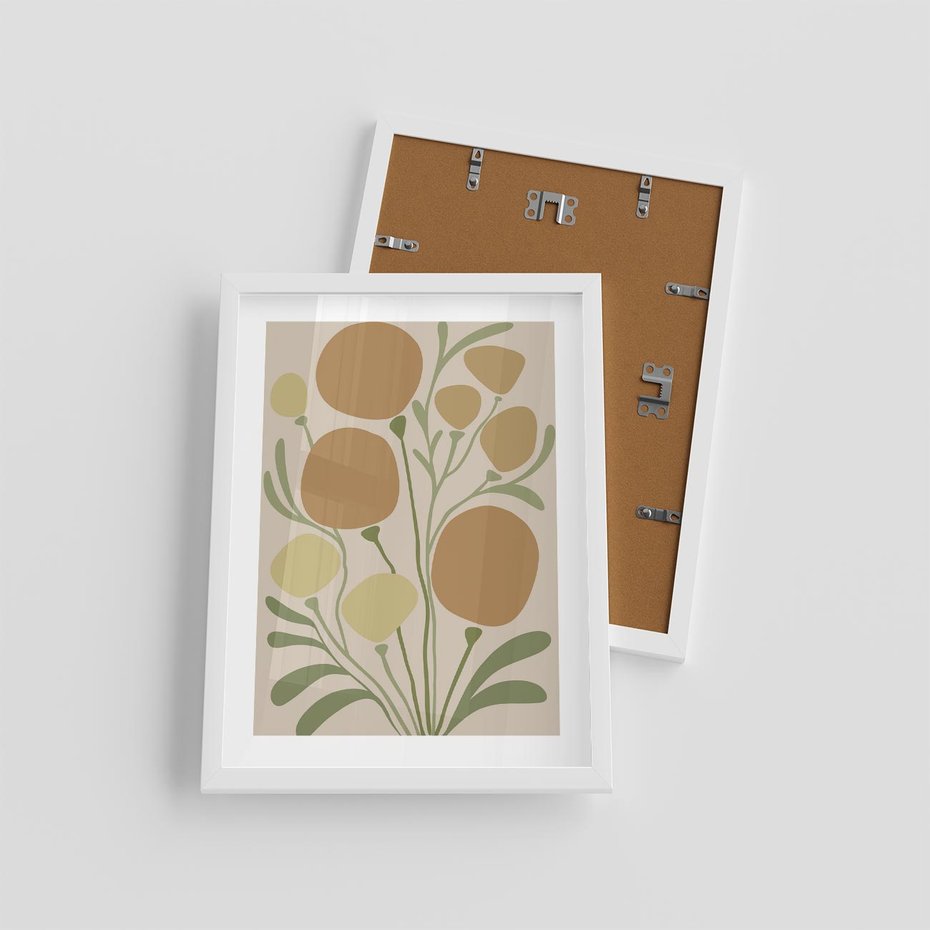 Plakat w ramie 30x40 - Uspokojenie Wśród Roślin - nowoczesny plakat, roślinność - rama biała